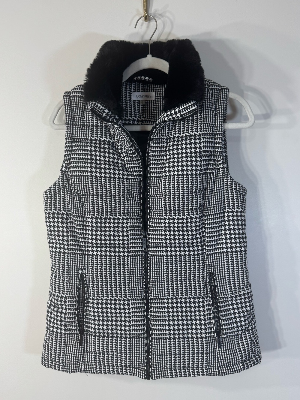 Calvin Klein Houndstooth Puffer Vest Zip
